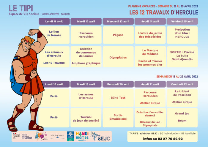 planning printemps le tipi Cambrai