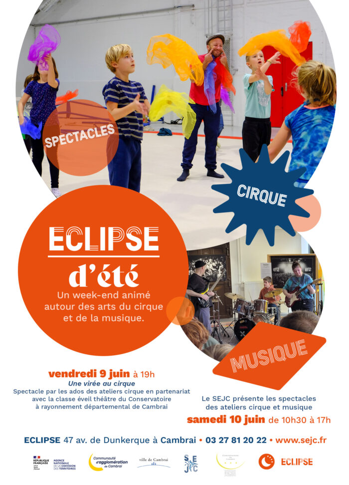 affiche pour ECLIPSE d'été - spectacles de cirque et musique à Cambrai