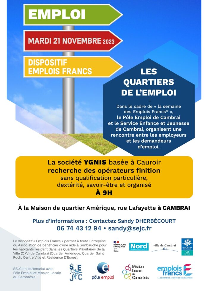 affiche quartiers de l'emploi à Cambrai