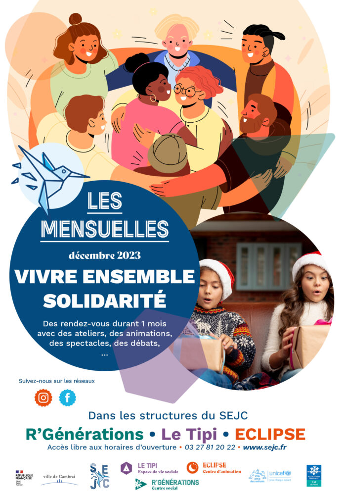 Affiche des Mensuelles solidarité et vivre ensemble à Cambrai