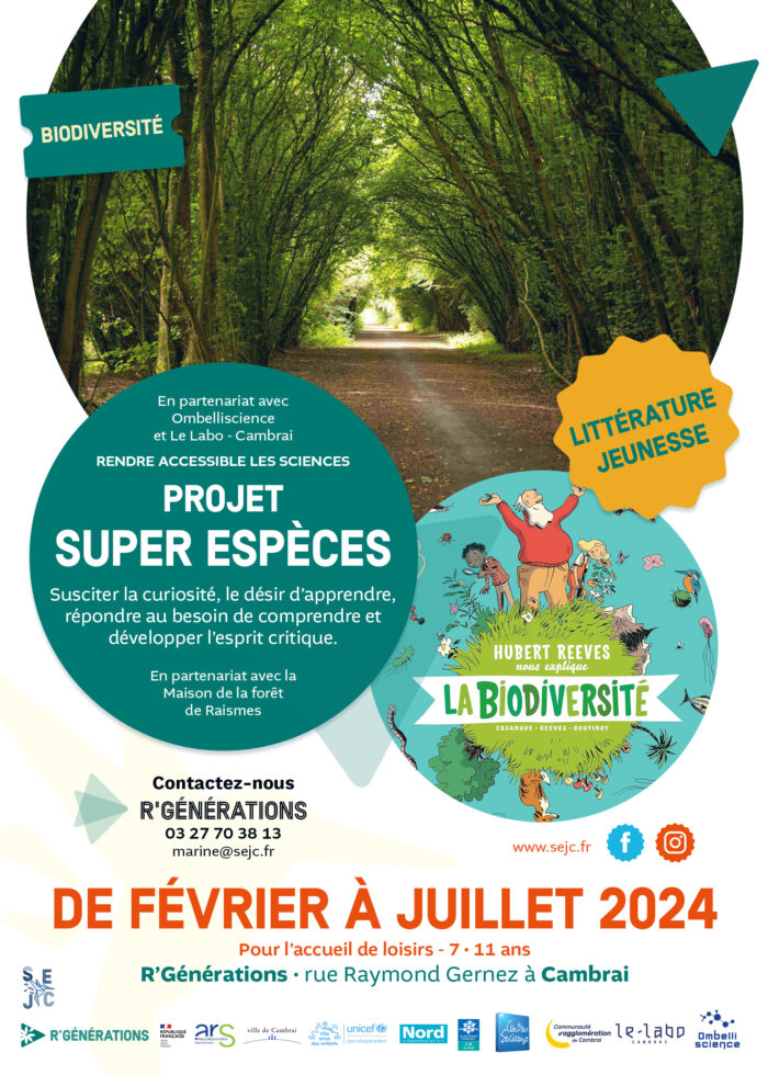 affiche du projet super espèces avec ombelliscience, Le Labo et la maison de la forêt de Raismes