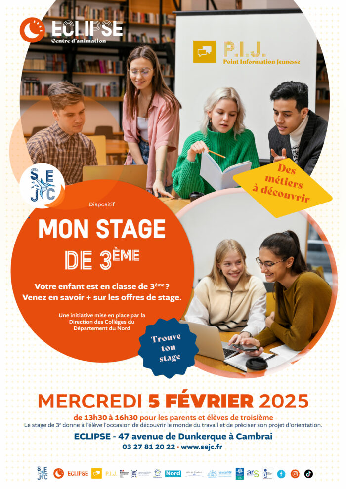 Affiche pour le stage de 3ème à Cambrai