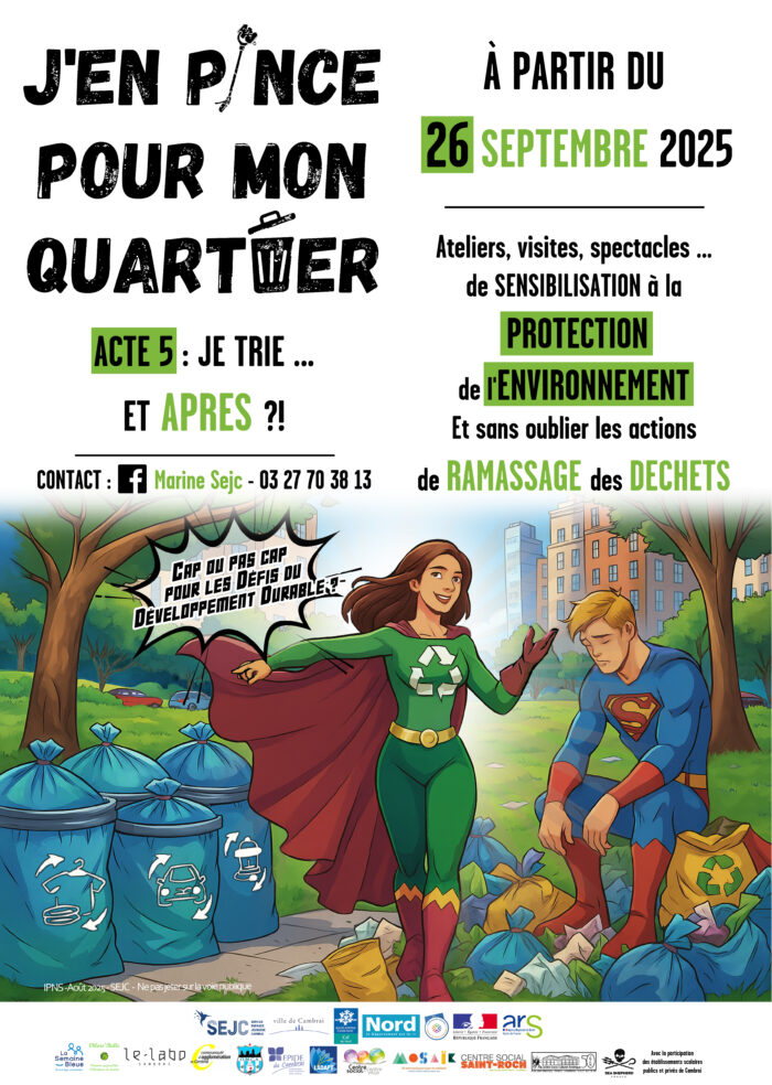 affiche j'en pince pour mon quartier à Cambrai avec le centre social R Générations
