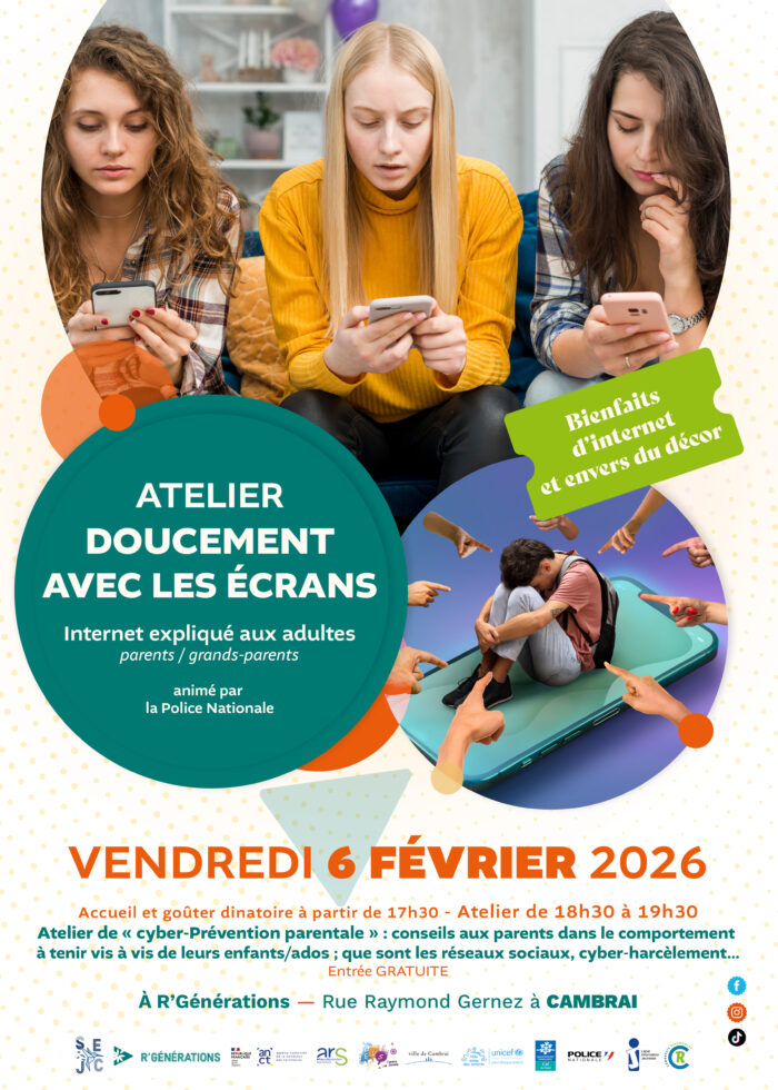 Affiche de prévention des écrans pour les parents à Cambrai